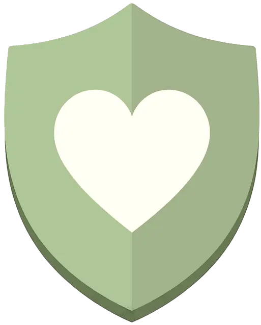 Icon of a heart in a shield representing trust
